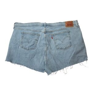 Levis 501 Womens Denim Jean Shorts Size 22W Button Fly light wash Frayed Hem
